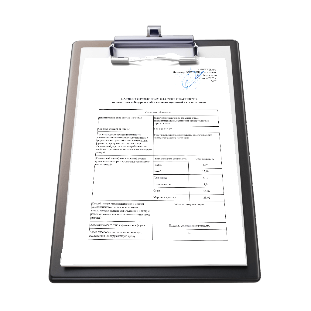 Разработка паспорта отходов для организации